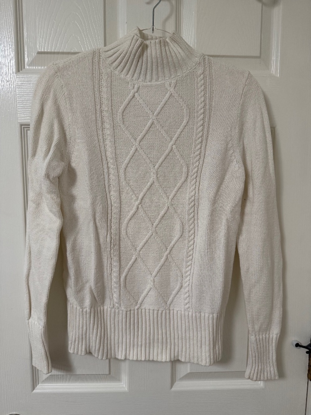 J.CREW Turtleneck Fisherman Sweater in Ivory Cotton Size S